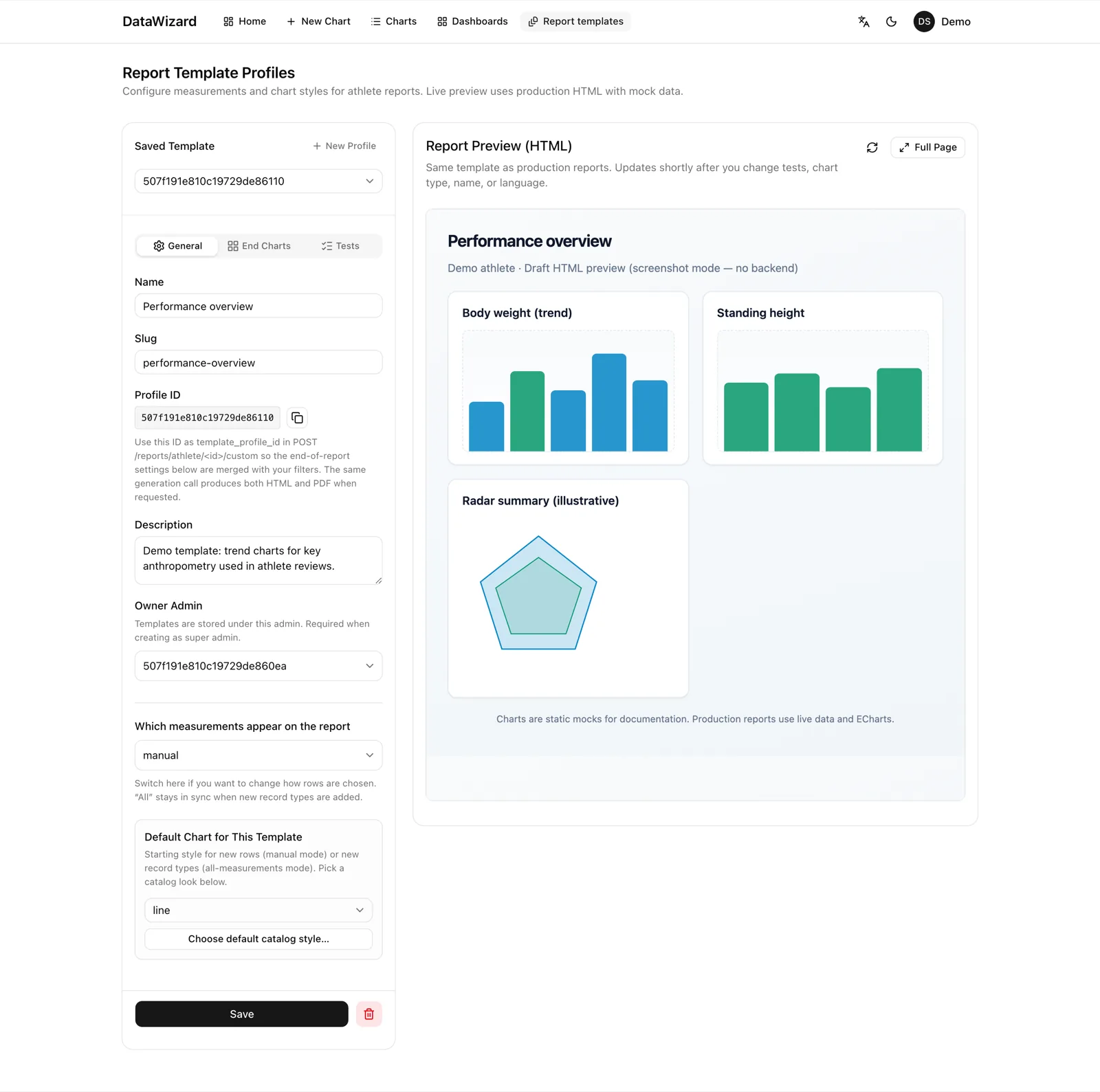 DataWizard report template overview